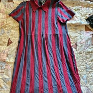 Striped Red & Navy Modcloth X Collectif Collared Dress